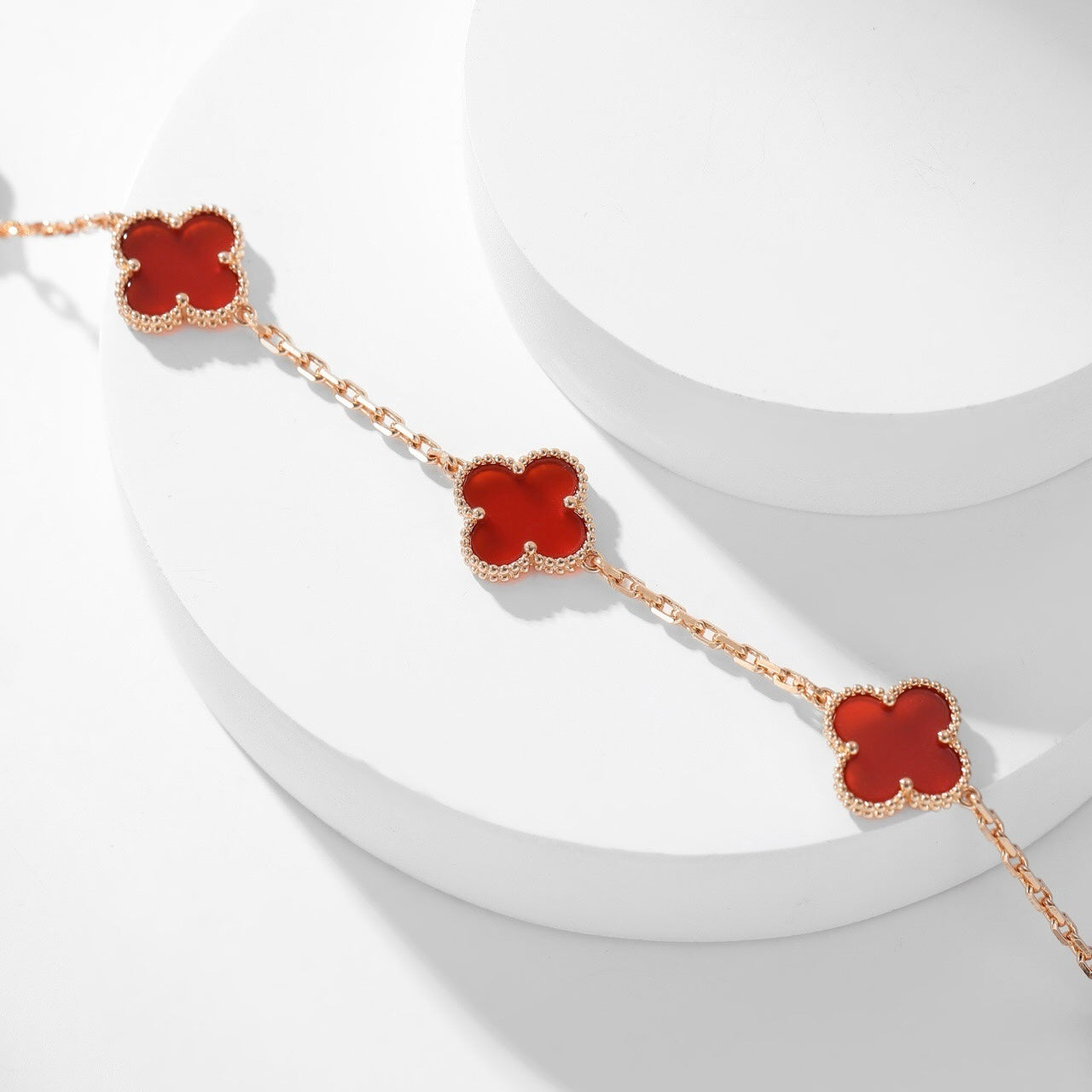 [Liorra]CLOVER 10 MOTIFS CARNELIAN NECKLACE