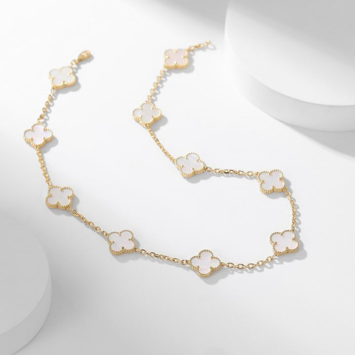 [Liorra]CLOVER 10 MOTIFS WHITE MOTHER OF PEARL NECKLACE