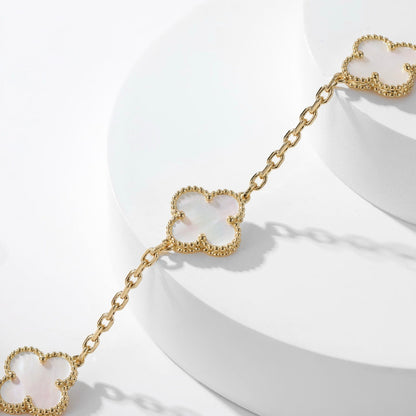[Liorra]CLOVER 10 MOTIFS WHITE MOTHER OF PEARL NECKLACE