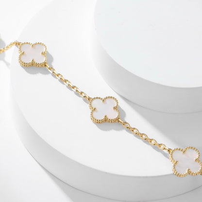 [Liorra]CLOVER 10 MOTIFS WHITE MOTHER OF PEARL NECKLACE