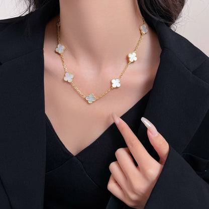 [Liorra]CLOVER 10 MOTIFS WHITE MOTHER OF PEARL NECKLACE