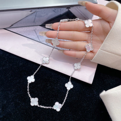 [Liorra]CLOVER 10 MOTIFS WHITE MOTHER OF PEARL NECKLACE