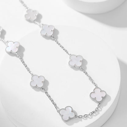 [Liorra]CLOVER 10 MOTIFS WHITE MOTHER OF PEARL NECKLACE