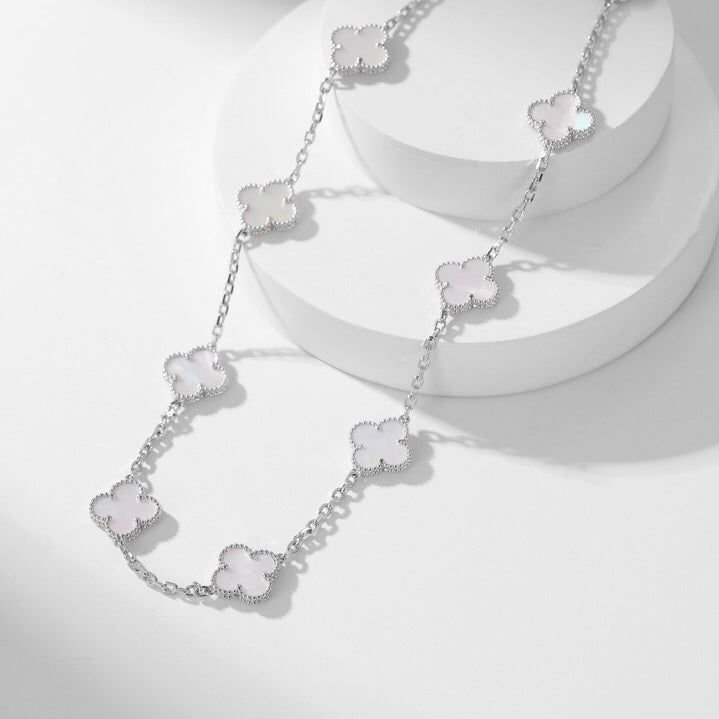 [Liorra]CLOVER 10 MOTIFS WHITE MOTHER OF PEARL NECKLACE