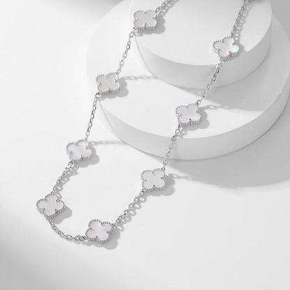 [Liorra]CLOVER 10 MOTIFS WHITE MOTHER OF PEARL NECKLACE