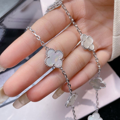 [Liorra]CLOVER 10 MOTIFS WHITE MOTHER OF PEARL NECKLACE