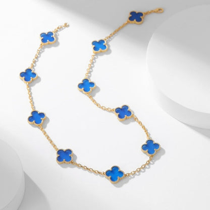 [Liorra]CLOVER 10 MOTIFS BLUE AGATE NECKLACE