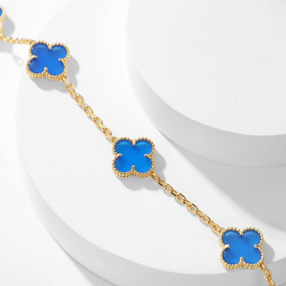[Liorra]CLOVER 10 MOTIFS BLUE AGATE NECKLACE