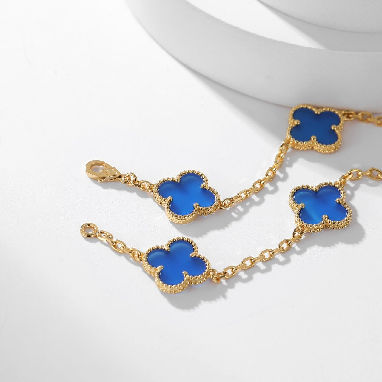[Liorra]CLOVER 10 MOTIFS BLUE AGATE NECKLACE