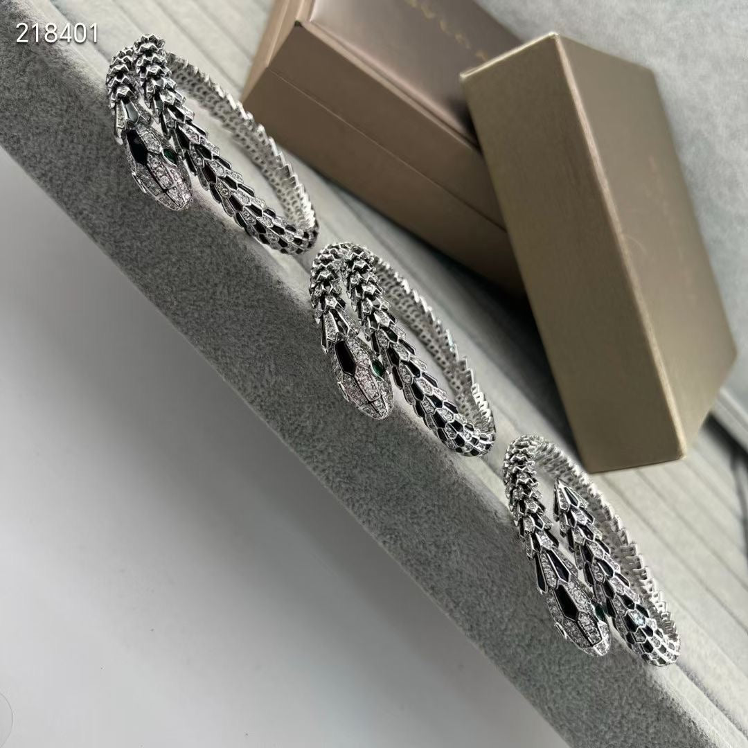 [Liorra]NEW OBSIDIAN & DIAMOND SERPENT BRACELET