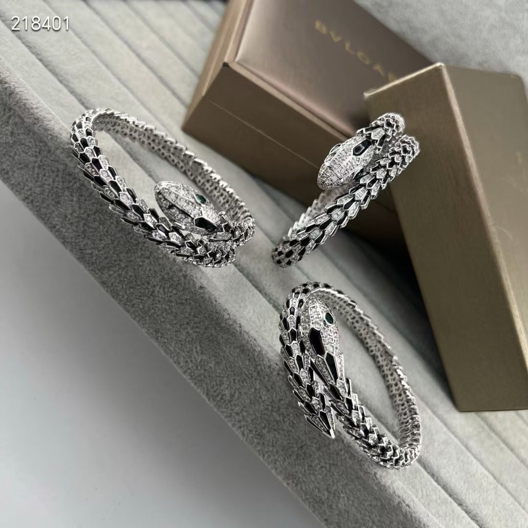 [Liorra]NEW OBSIDIAN & DIAMOND SERPENT BRACELET