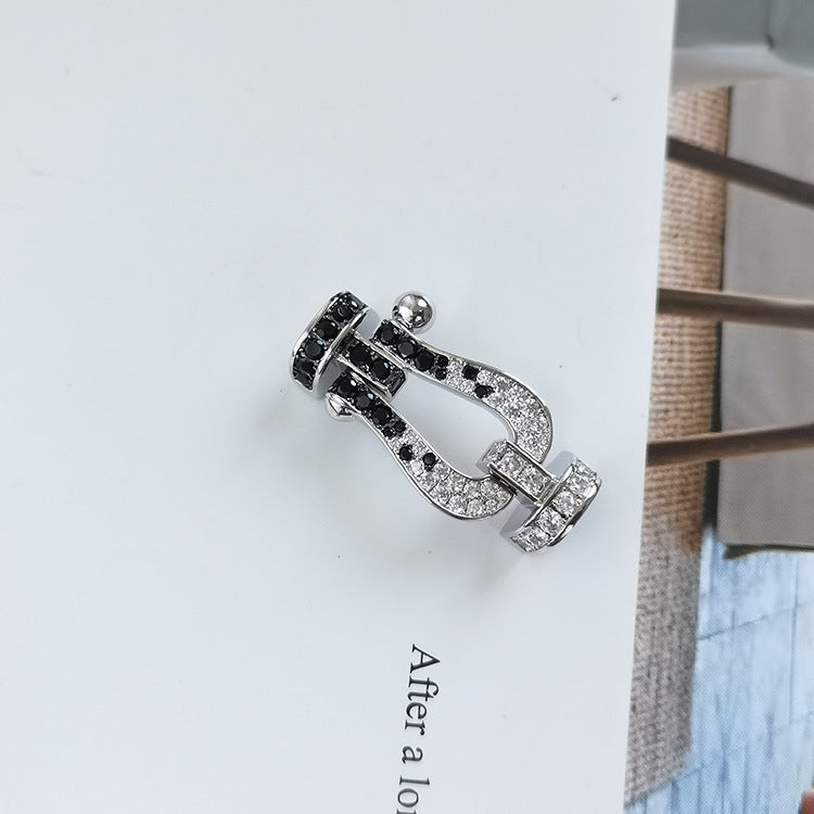 [Liorra]FORCE LARGE HORSESHOE BLACK WHITE DIAMOND BRACELET Liorra GOLD