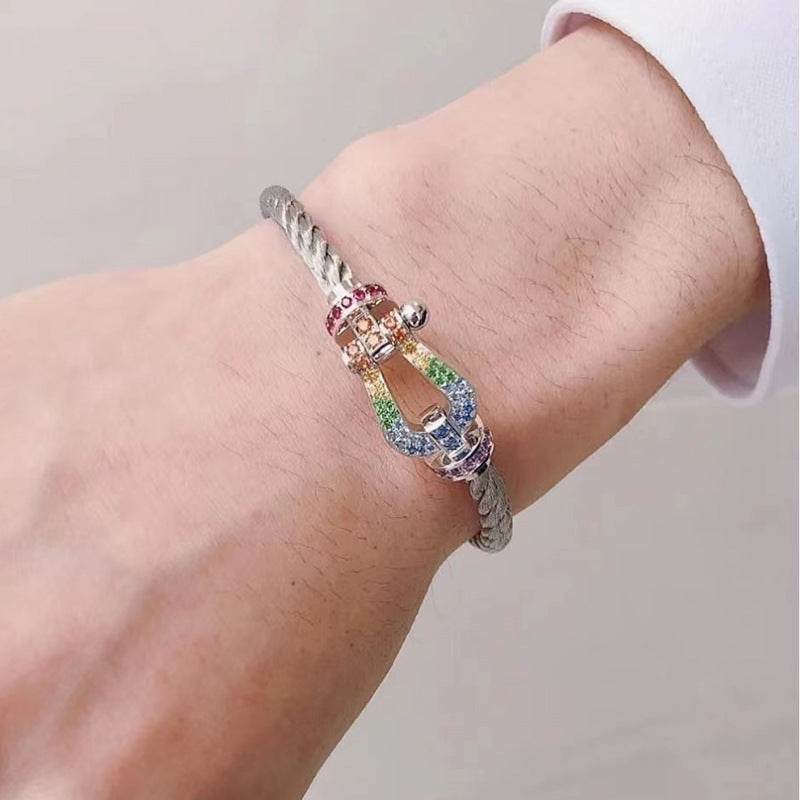[Liorra]FORCE LARGE HORSESHOE  COLORED DIAMOND BRACELET Liorra GOLD