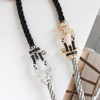 [Liorra]FORCE LARGE HORSESHOE BLACK WHITE DIAMOND BRACELET Liorra GOLD