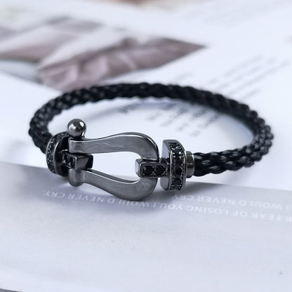 [Liorra]FORCE LARGE SERIES HORSESHOE BLACK SAMURAI BRACELET