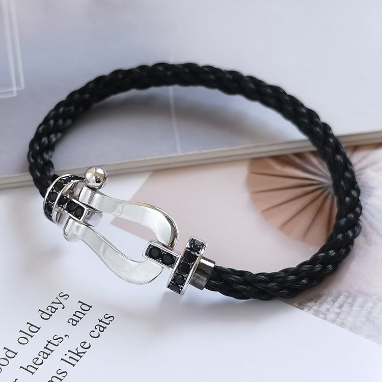 [Liorra]FORCE LARGE HORSESHOE BLACK DIAMOND BRACELET SILVER