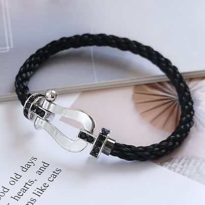 [Liorra]FORCE LARGE HORSESHOE BLACK DIAMOND BRACELET SILVER