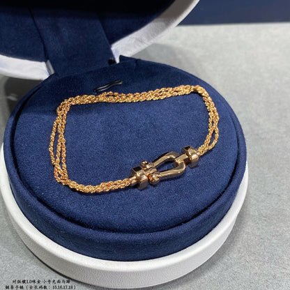 [Liorra]FORCE SMALL HORSESHOE  DIAMOND CHAIN ROPE BRACELET