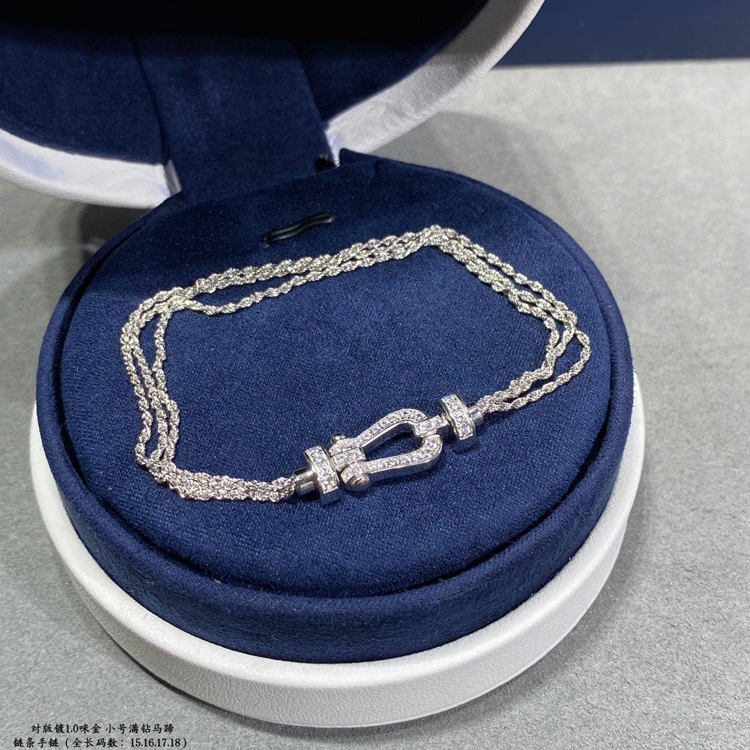 [Liorra]FORCE SMALL HORSESHOE  DIAMOND CHAIN ROPE BRACELET