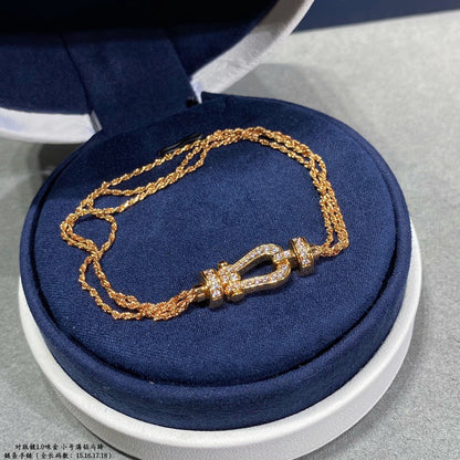 [Liorra]FORCE SMALL HORSESHOE  DIAMOND CHAIN ROPE BRACELET