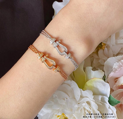 [Liorra]FORCE SMALL HORSESHOE  DIAMOND CHAIN ROPE BRACELET