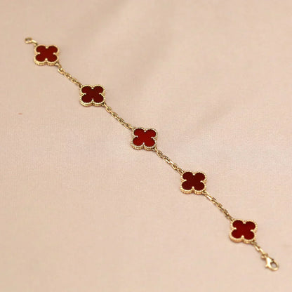 [Liorra] CLOVER 5 MOTIF RED CORNELIAN BRACELET COLLECTION