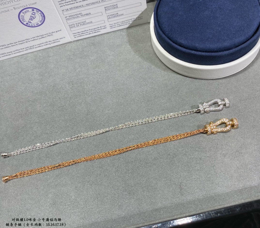 [Liorra]FORCE SMALL HORSESHOE  DIAMOND CHAIN ROPE BRACELET