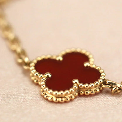 [Liorra] CLOVER 5 MOTIF RED CORNELIAN BRACELET COLLECTION