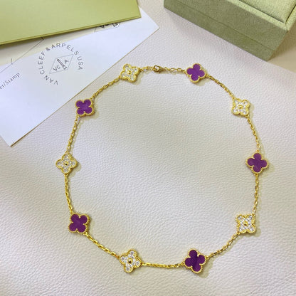 [Liorra Jewelry]CLOVER 10 MOTIFS  PURPLE VIOLET DIAMOND NECKLACE
