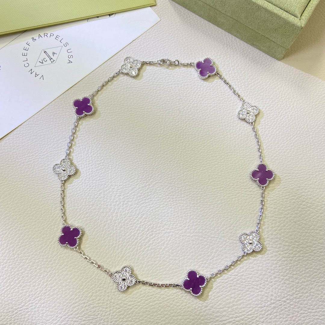 [Liorra Jewelry]CLOVER 10 MOTIFS  PURPLE VIOLET DIAMOND NECKLACE