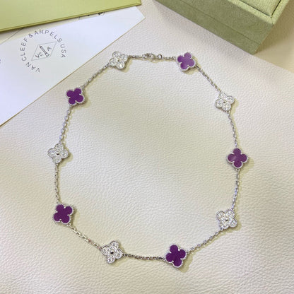 [Liorra Jewelry]CLOVER 10 MOTIFS  PURPLE VIOLET DIAMOND NECKLACE