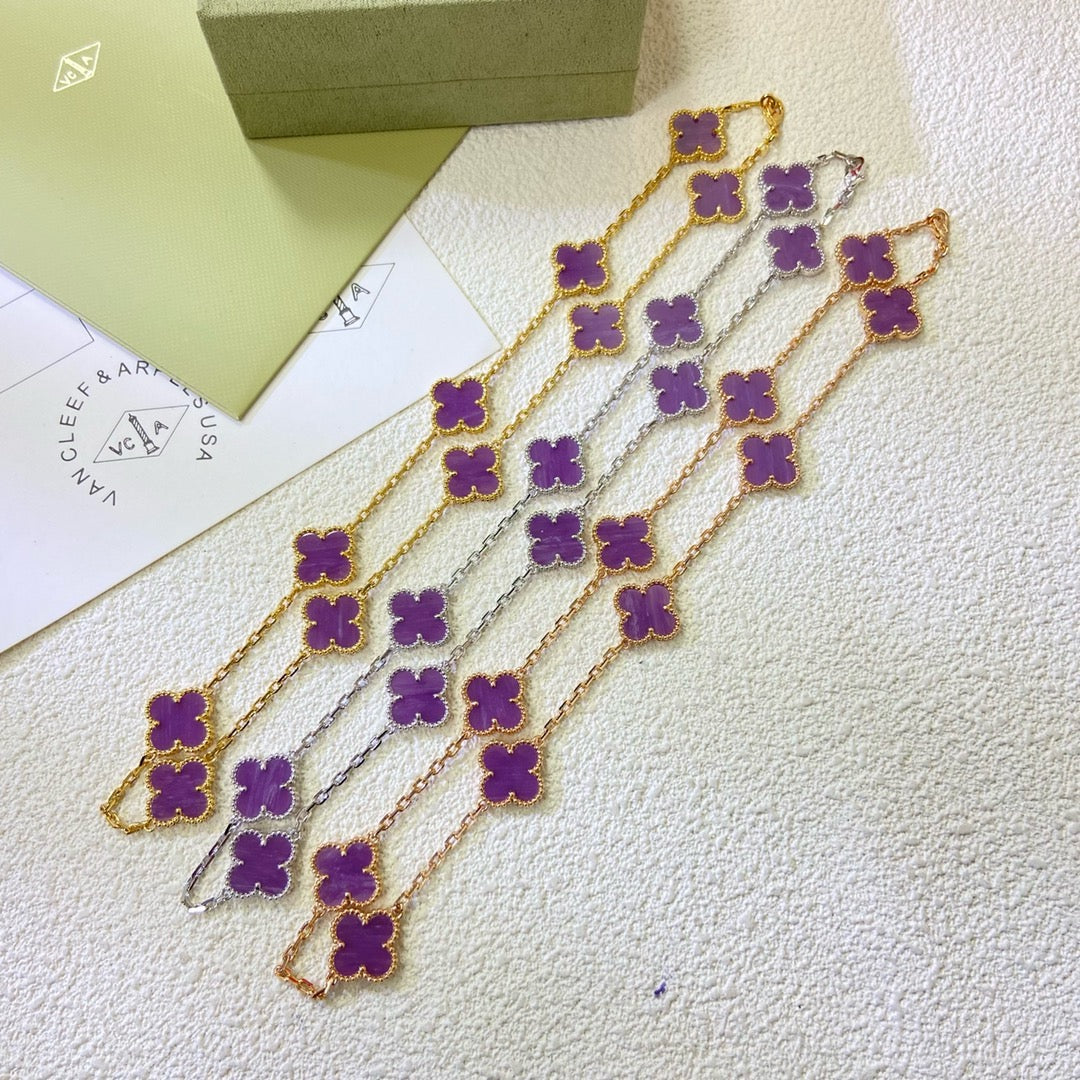 [Liorra Jewelry]CLOVER 10 MOTIFS  PURPLE VIOLET  NECKLACE