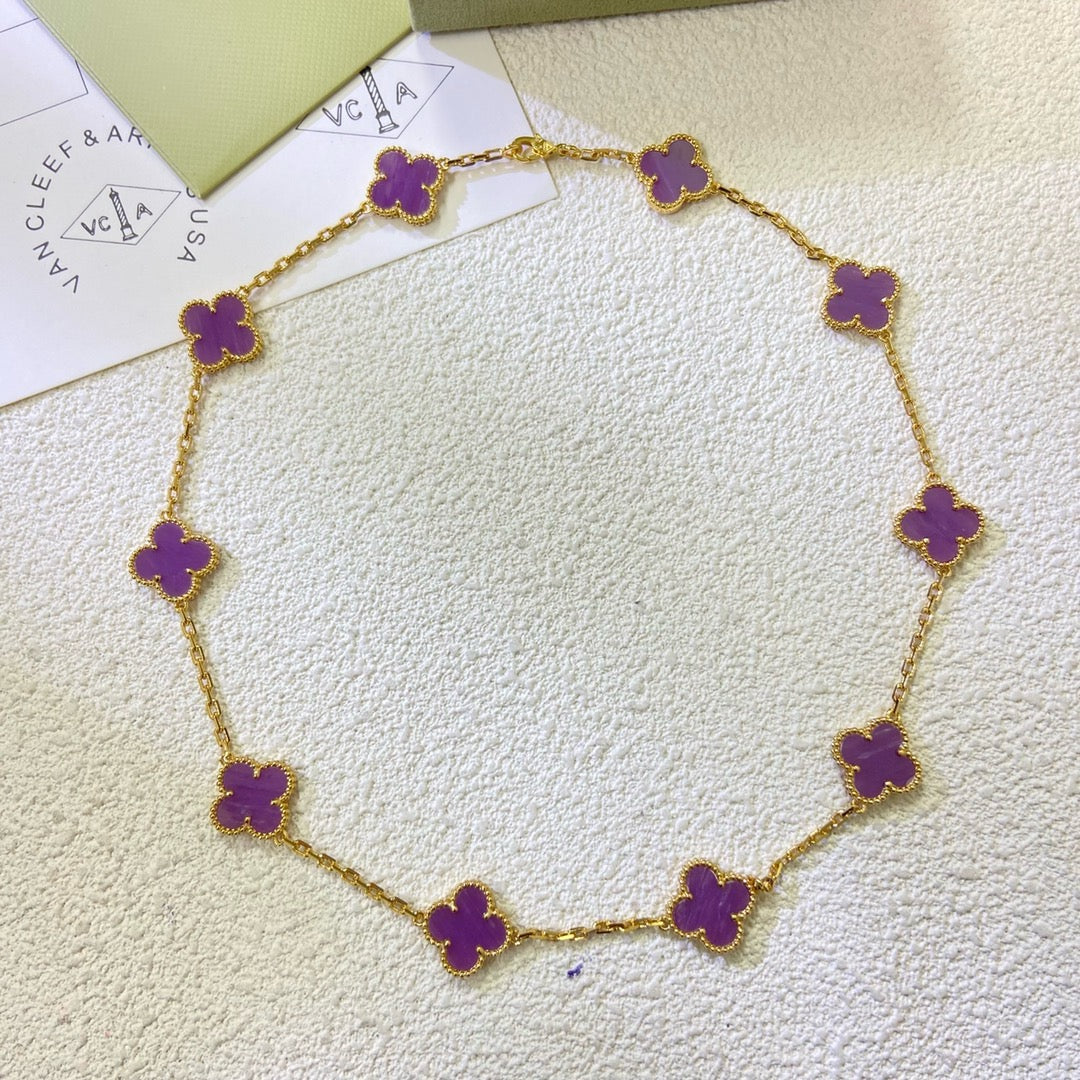 [Liorra Jewelry]CLOVER 10 MOTIFS  PURPLE VIOLET  NECKLACE