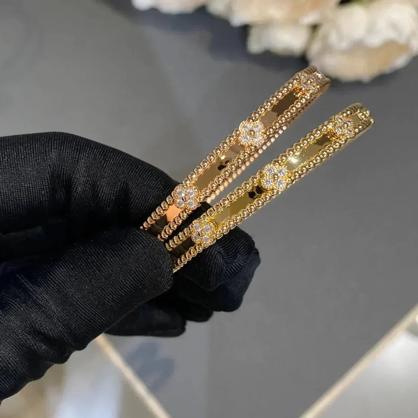 [Liorra]CLOVER BRACELET 4MM DIAMONDS