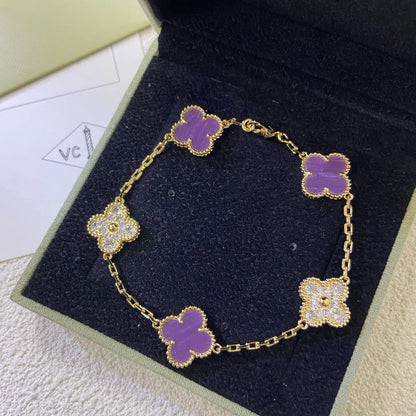 [Liorra] CLOVER 5 MOTIF VIOLET BRACELET COLLECTION