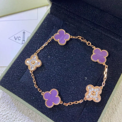[Liorra] CLOVER 5 MOTIF VIOLET BRACELET COLLECTION