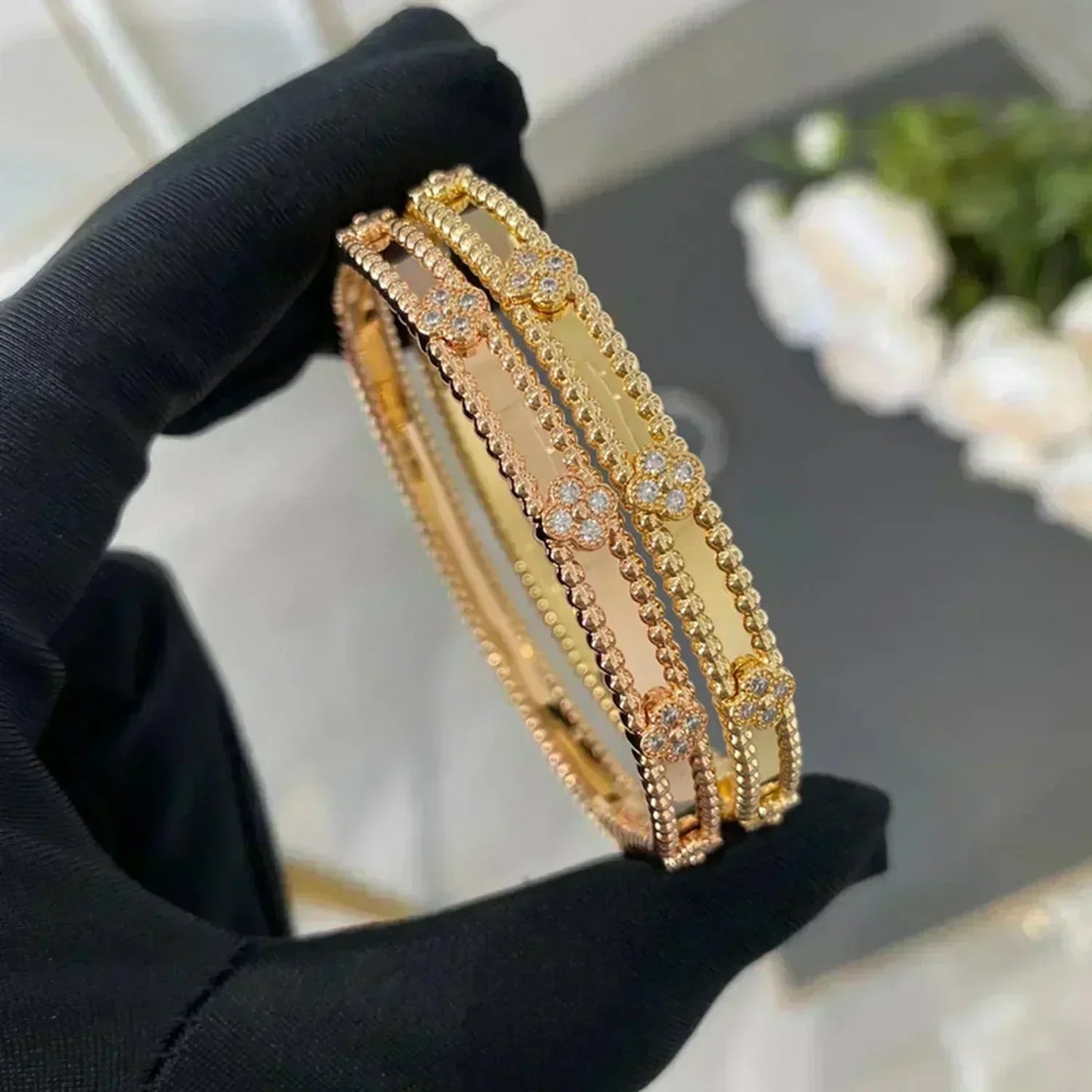 [Liorra]CLOVER BRACELET 4MM DIAMONDS
