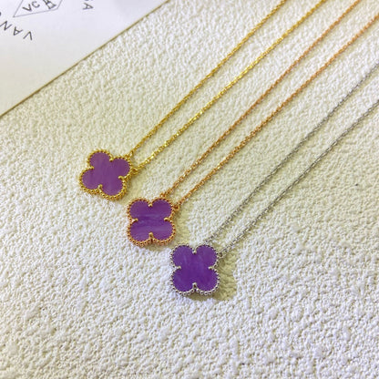 [Liorra Jewelry]CLOVER 15MM  PURPLE VIOLET NECKLACE