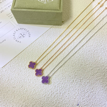 [Liorra Jewelry]CLOVER 15MM  PURPLE VIOLET NECKLACE