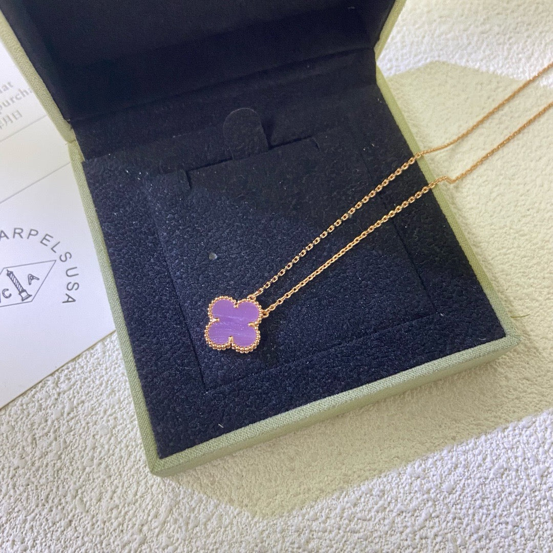 [Liorra Jewelry]CLOVER 15MM  PURPLE VIOLET NECKLACE