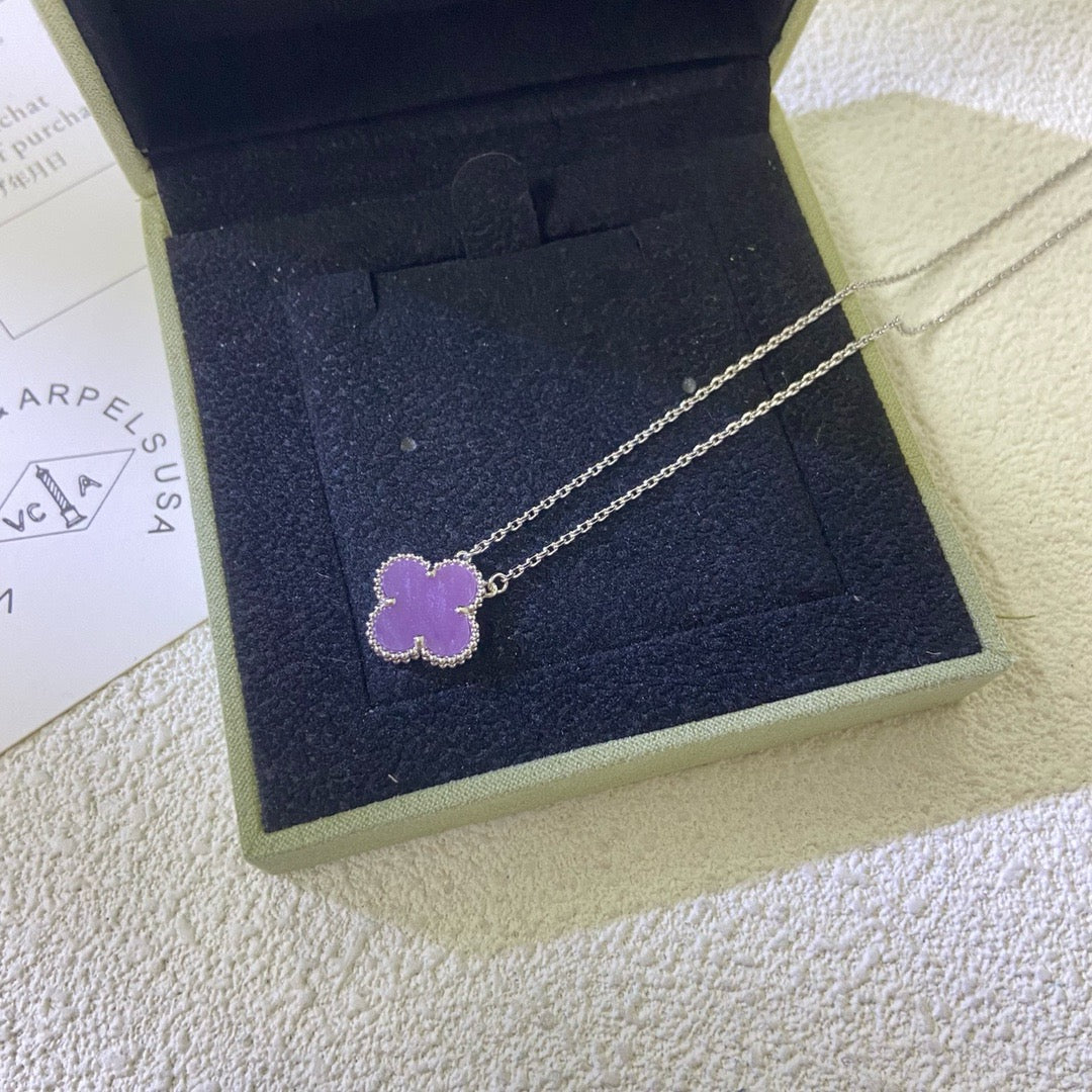[Liorra Jewelry]CLOVER 15MM  PURPLE VIOLET NECKLACE