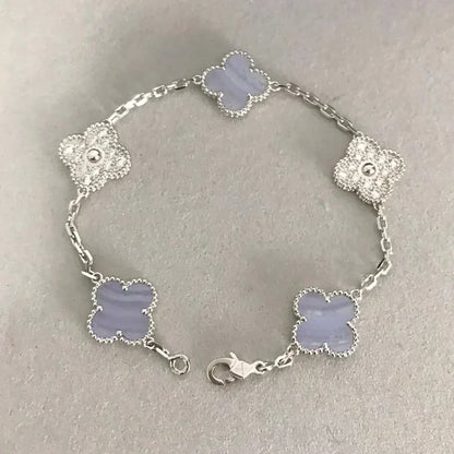[Liorra] CLOVER 5 MOTIF PURPLE CHALCEDONY BRACELET COLLECTION
