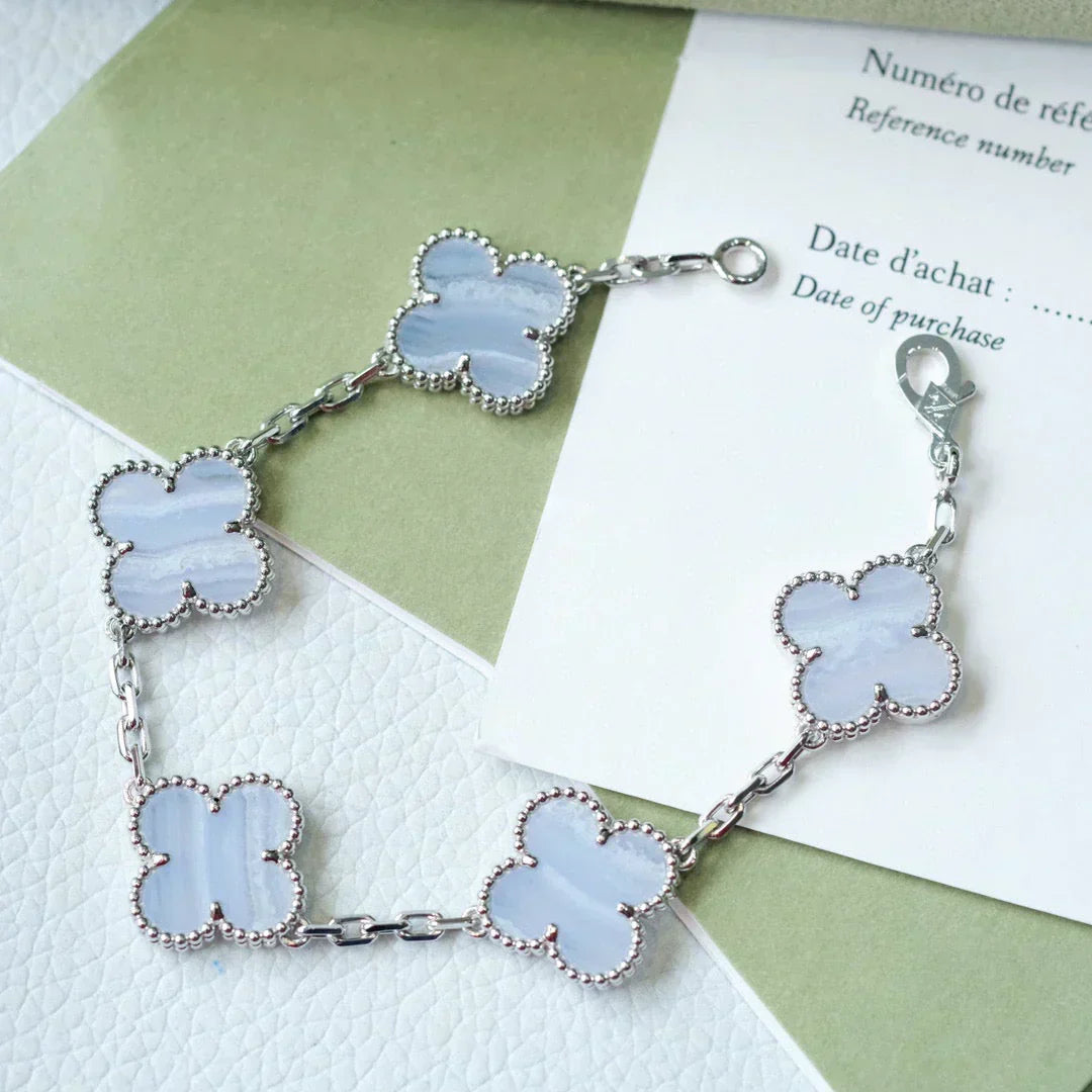 [Liorra] CLOVER 5 MOTIF PURPLE CHALCEDONY BRACELET COLLECTION