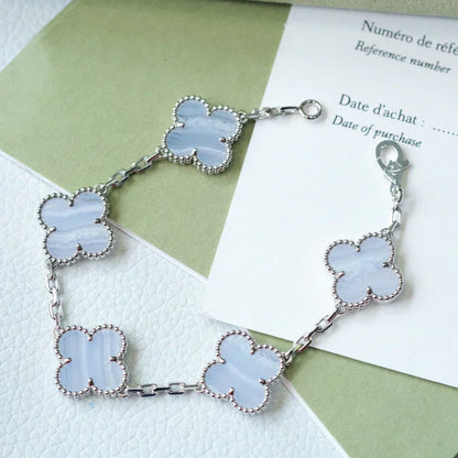[Liorra] CLOVER 5 MOTIF PURPLE CHALCEDONY BRACELET COLLECTION