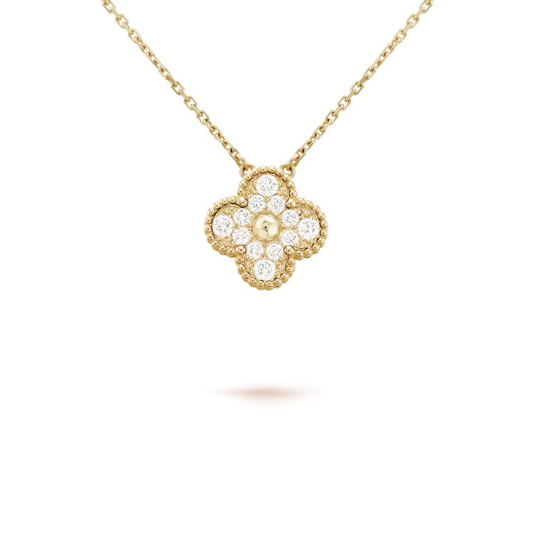 [Liorra]CLOVER 15MM DIAMOND SINGLE FLOWER NECKLACE