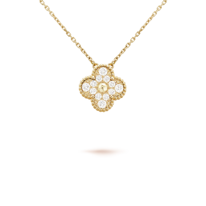 [Liorra]CLOVER 15MM DIAMOND SINGLE FLOWER NECKLACE