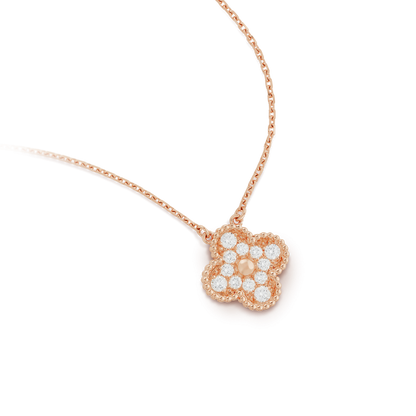 [Liorra]CLOVER 15MM DIAMOND SINGLE FLOWER NECKLACE