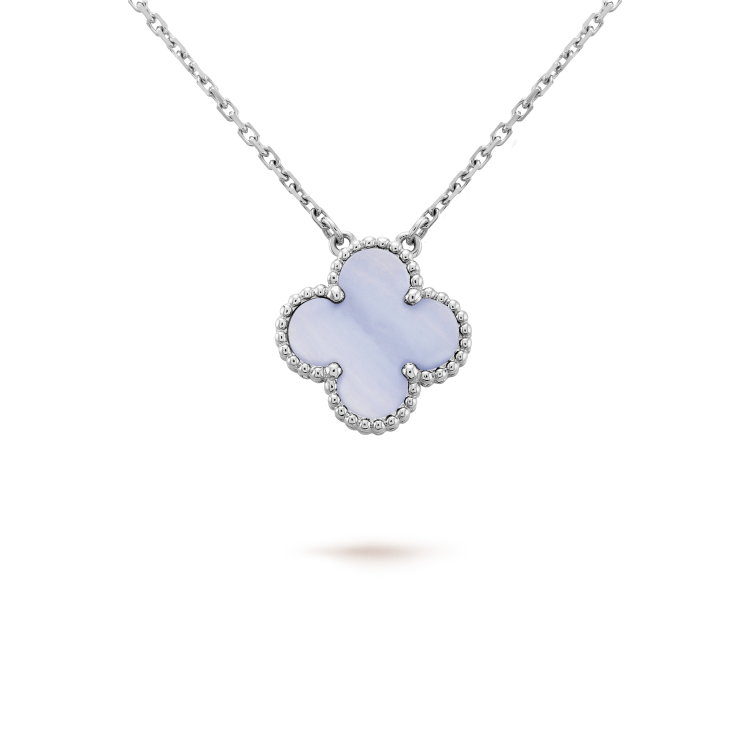 [Liorra]CLOVER 15MM BLUE CHALCEDONY NECKLACE SILVER
