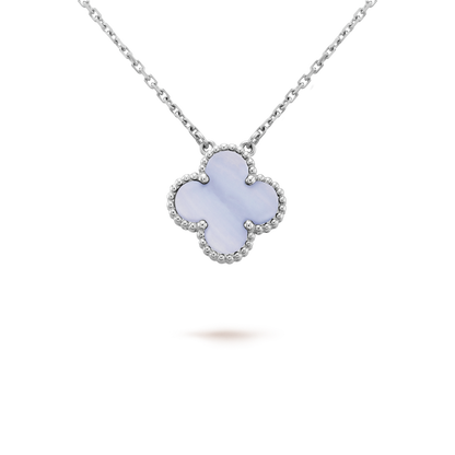 [Liorra]CLOVER 15MM BLUE CHALCEDONY NECKLACE SILVER