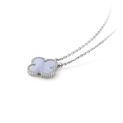 [Liorra]CLOVER 15MM BLUE CHALCEDONY NECKLACE SILVER
